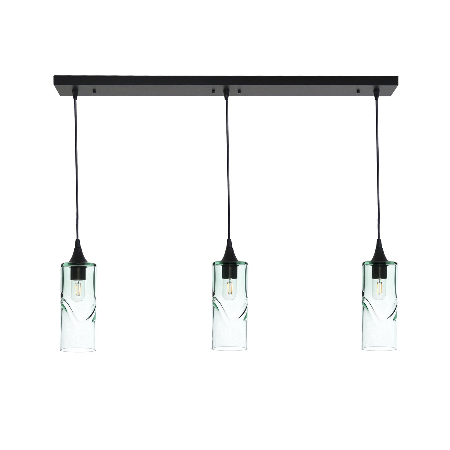515 3 Pendant Linear Chandelier-Glass-Bicycle Glass Co - Hotshop-Matte Black - 4ft Cord-Swell-Eco Clear-Bicycle Glass Co
