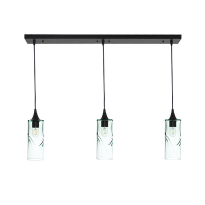 515 3 Pendant Linear Chandelier-Glass-Bicycle Glass Co - Hotshop-Matte Black - 4ft Cord-Swell-Eco Clear-Bicycle Glass Co