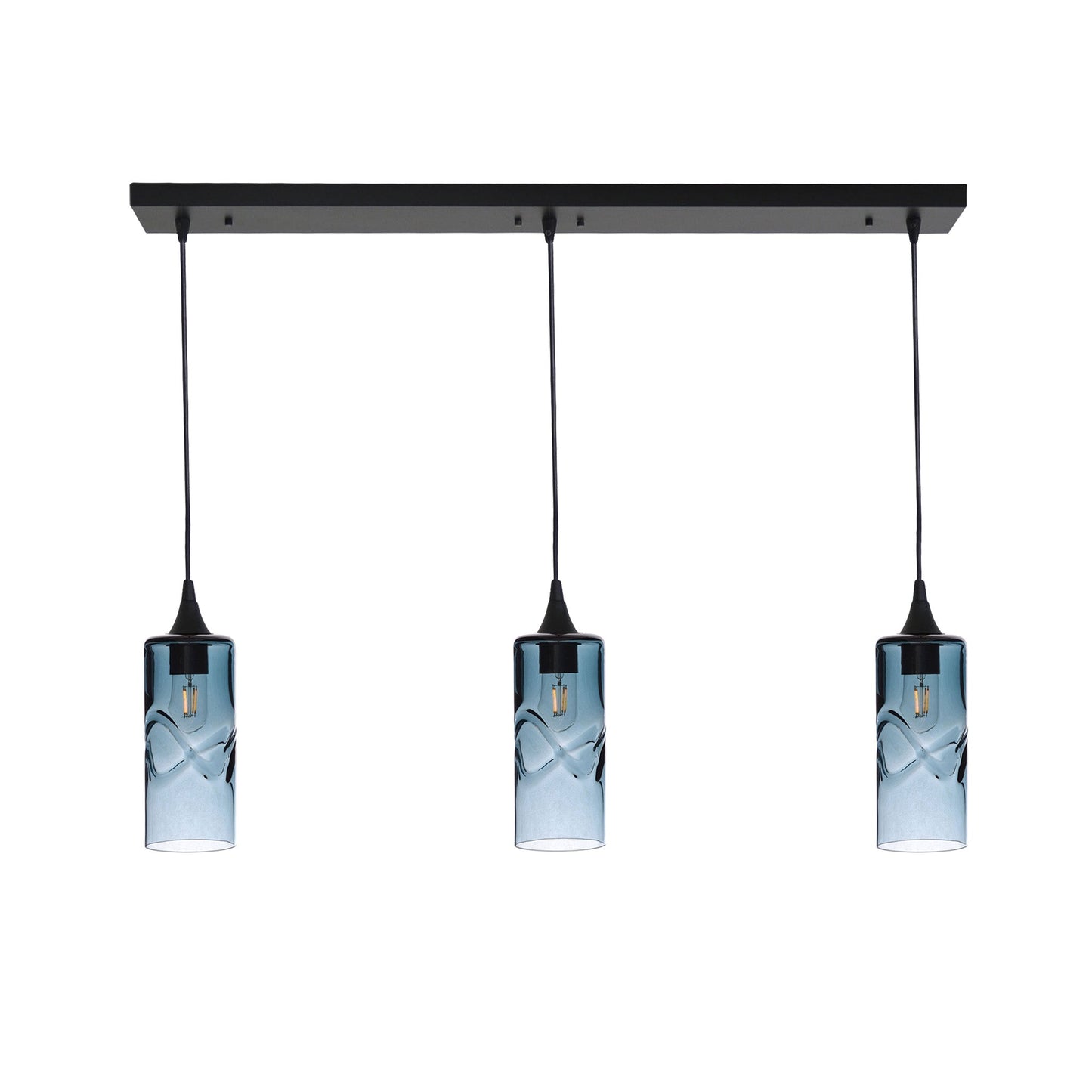 515 3 Pendant Linear Chandelier-Glass-Bicycle Glass Co - Hotshop-Matte Black - 4ft Cord-Swell-Slate Gray-Bicycle Glass Co