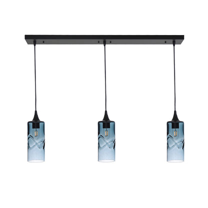 515 3 Pendant Linear Chandelier-Glass-Bicycle Glass Co - Hotshop-Matte Black - 4ft Cord-Swell-Slate Gray-Bicycle Glass Co