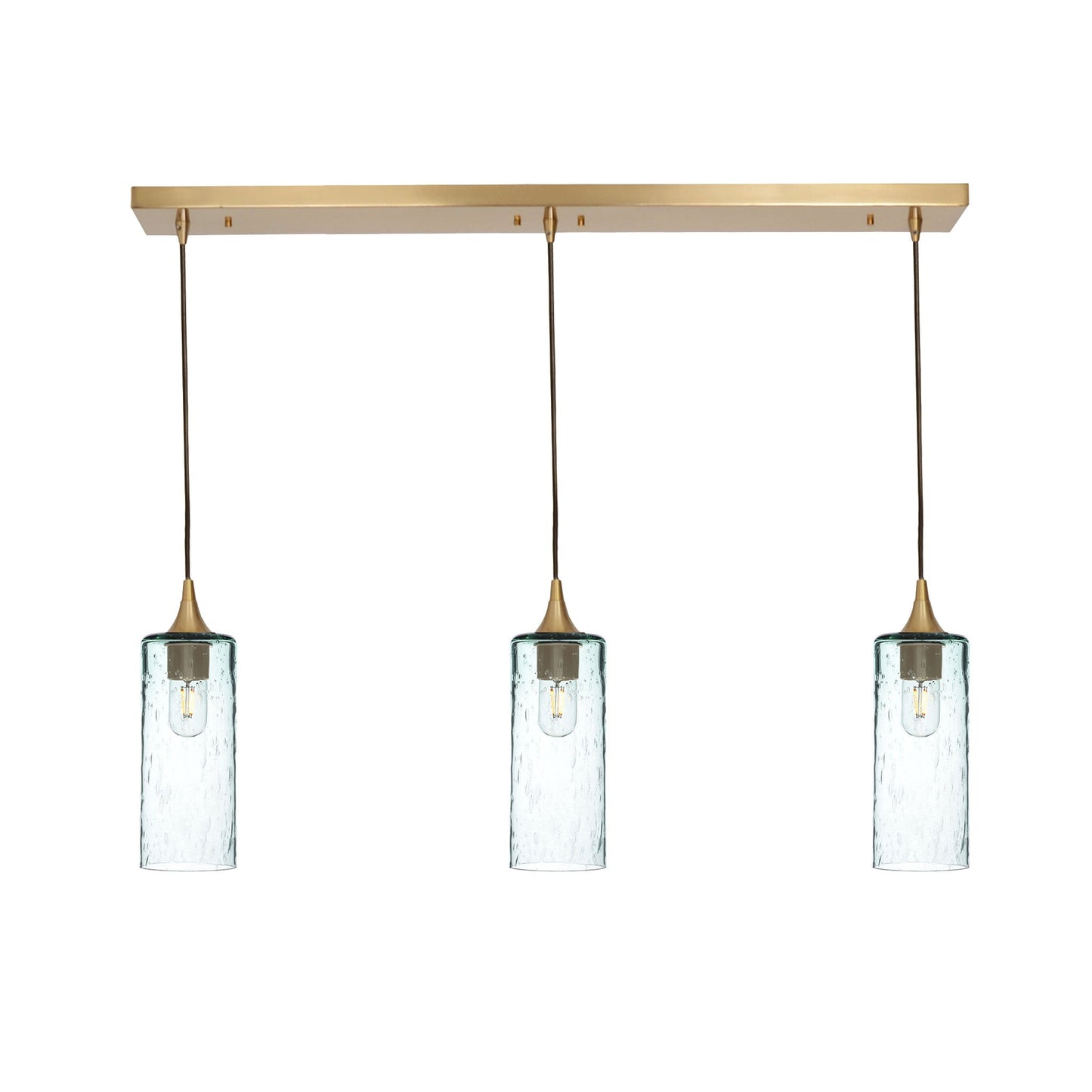 515 3 Pendant Linear Chandelier-Glass-Bicycle Glass Co - Hotshop-Polished Brass - 4ft Cord-Lunar-Eco Clear-Bicycle Glass Co