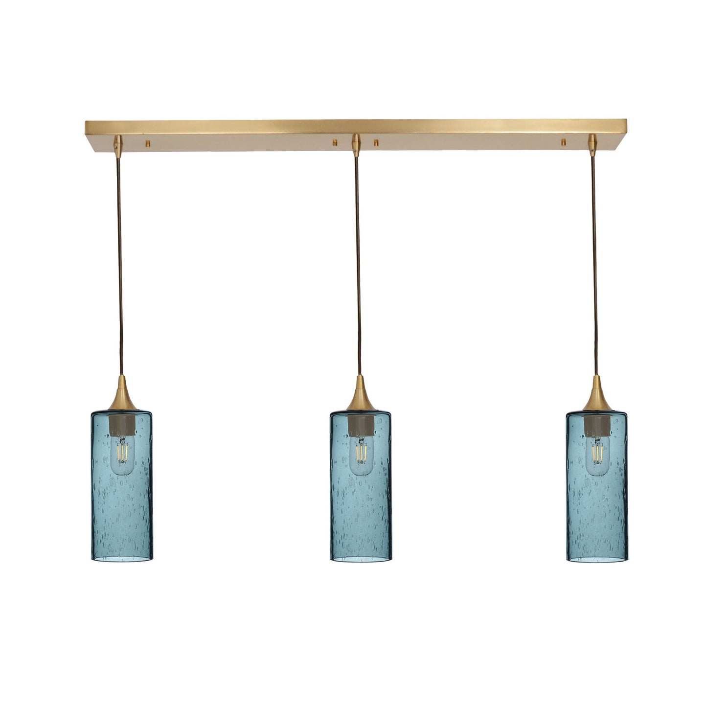 515 3 Pendant Linear Chandelier-Glass-Bicycle Glass Co - Hotshop-Polished Brass - 4ft Cord-Lunar-Slate Gray-Bicycle Glass Co