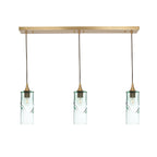 515 3 Pendant Linear Chandelier-Glass-Bicycle Glass Co - Hotshop-Polished Brass - 4ft Cord-Swell-Eco Clear-Bicycle Glass Co