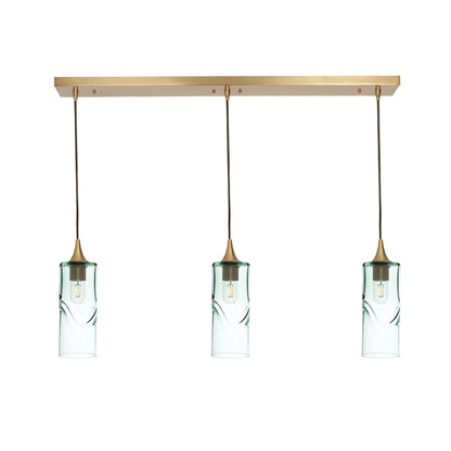 515 3 Pendant Linear Chandelier-Glass-Bicycle Glass Co - Hotshop-Polished Brass - 4ft Cord-Swell-Eco Clear-Bicycle Glass Co