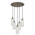 515 5 Pendant Cascade Chandelier-Glass-Bicycle Glass Co-Celestial-Eco Clear-Antique Bronze - 4ft Cord-Bicycle Glass Co