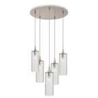 515 5 Pendant Cascade Chandelier-Glass-Bicycle Glass Co-Celestial-Eco Clear-Brushed Nickel - 4ft Cord-Bicycle Glass Co