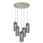 515 5 Pendant Cascade Chandelier-Glass-Bicycle Glass Co-Celestial-Slate Gray-Brushed Nickel - 4ft Cord-Bicycle Glass Co