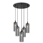 515 5 Pendant Cascade Chandelier-Glass-Bicycle Glass Co-Celestial-Slate Gray-Matte Black - 4ft Cord-Bicycle Glass Co
