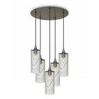 515 5 Pendant Cascade Chandelier-Glass-Bicycle Glass Co-Glacial-Eco Clear-Antique Bronze - 4ft Cord-Bicycle Glass Co