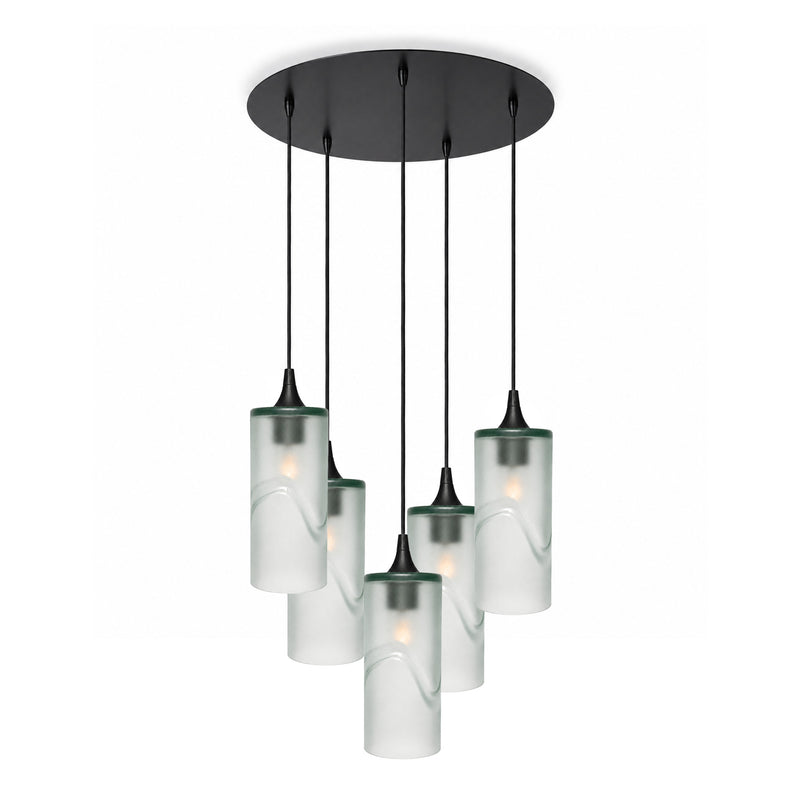 515 5 Pendant Cascade Chandelier — Glacial / Eco Clear / Matte Black - 4ft Cord