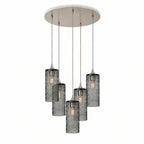 515 5 Pendant Cascade Chandelier-Glass-Bicycle Glass Co-Spun-Slate Gray-Brushed Nickel - 4ft Cord-Bicycle Glass Co