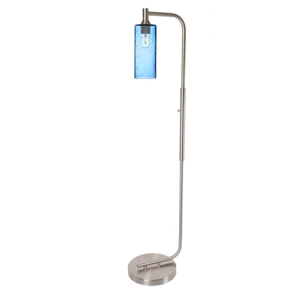 515 Floor Lamp-Glass-Bicycle Glass Co - Hotshop-Lunar-Steel Blue-Brushed Nickel-Bicycle Glass Co