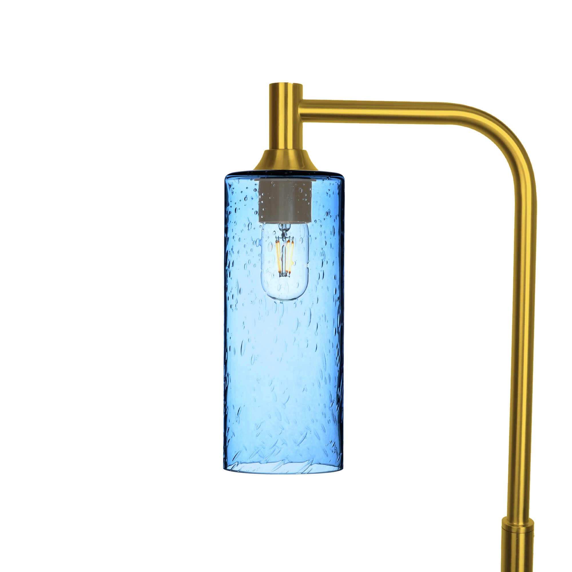 515 Floor Lamp-Glass-Bicycle Glass Co - Hotshop-Lunar-Steel Blue-Polished Brass-Bicycle Glass Co