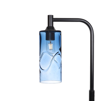 515 Floor Lamp-Glass-Bicycle Glass Co - Hotshop-Swell-Steel Blue-Matte Black-Bicycle Glass Co