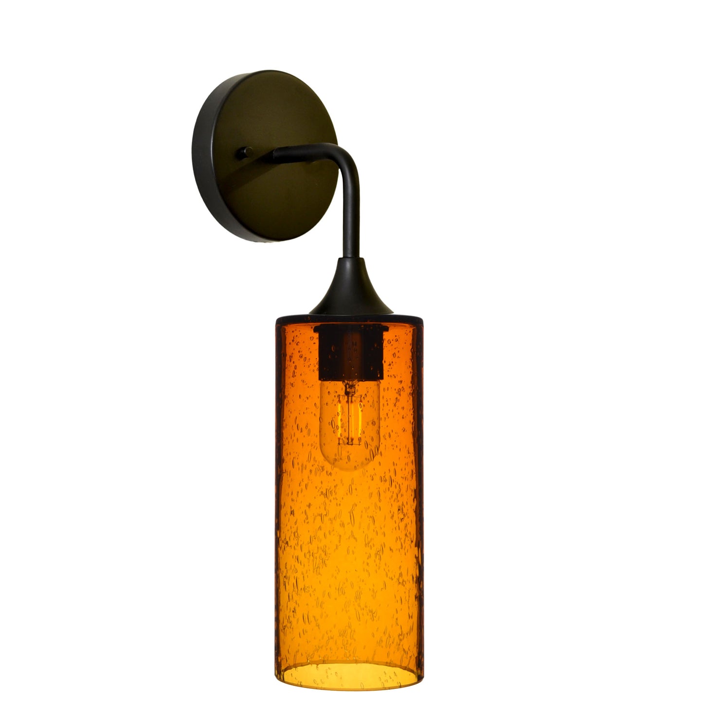 515 Interior Wall Sconce-Bicycle Glass Co-Spun-Golden Amber-Matte Black-Bicycle Glass Co