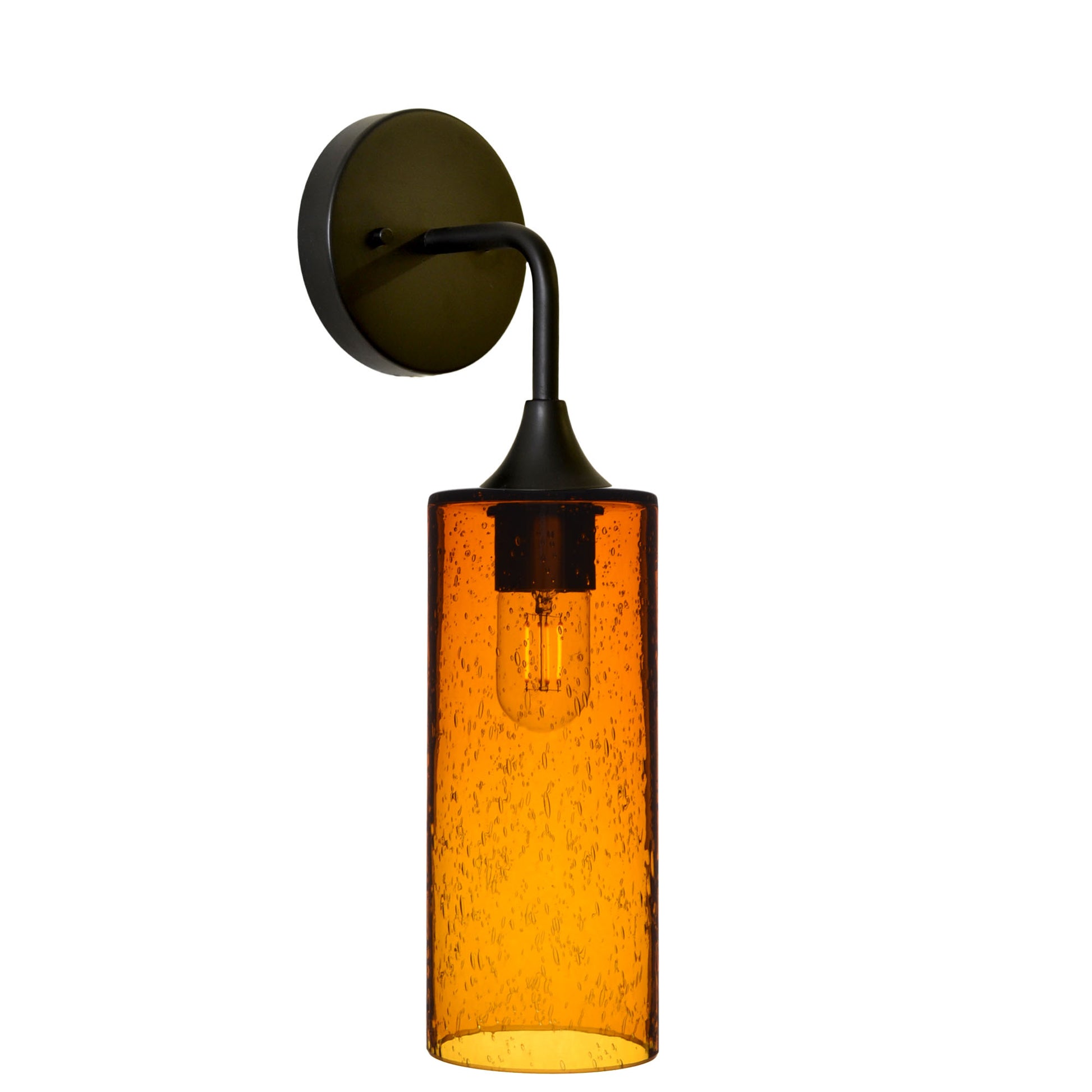 515 Interior Wall Sconce-Bicycle Glass Co-Spun-Golden Amber-Matte Black-Bicycle Glass Co