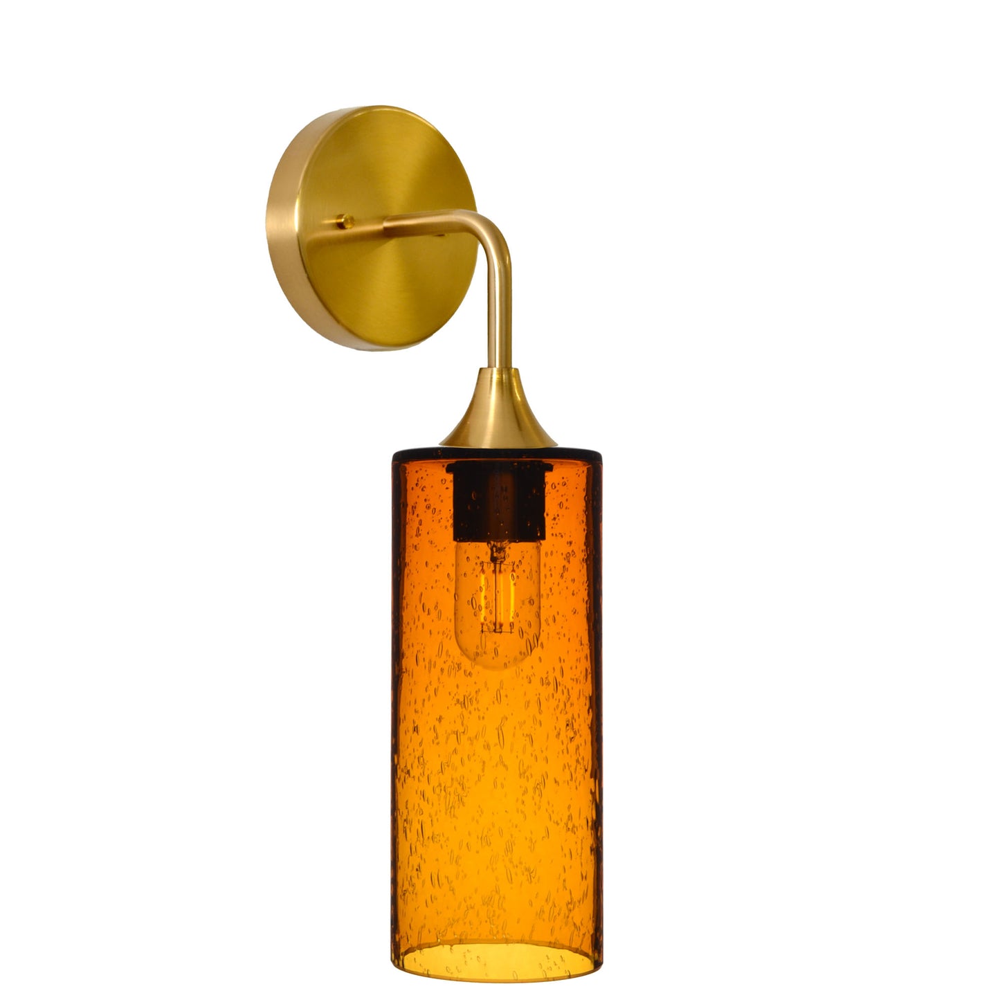 515 Interior Wall Sconce-Bicycle Glass Co-Spun-Golden Amber-Polished Brass-Bicycle Glass Co