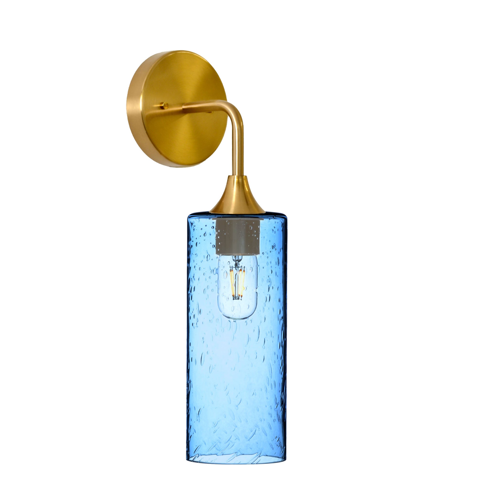 515 Interior Wall Sconce-Bicycle Glass Co-Lunar-Steel Blue-Polished Brass-Bicycle Glass Co