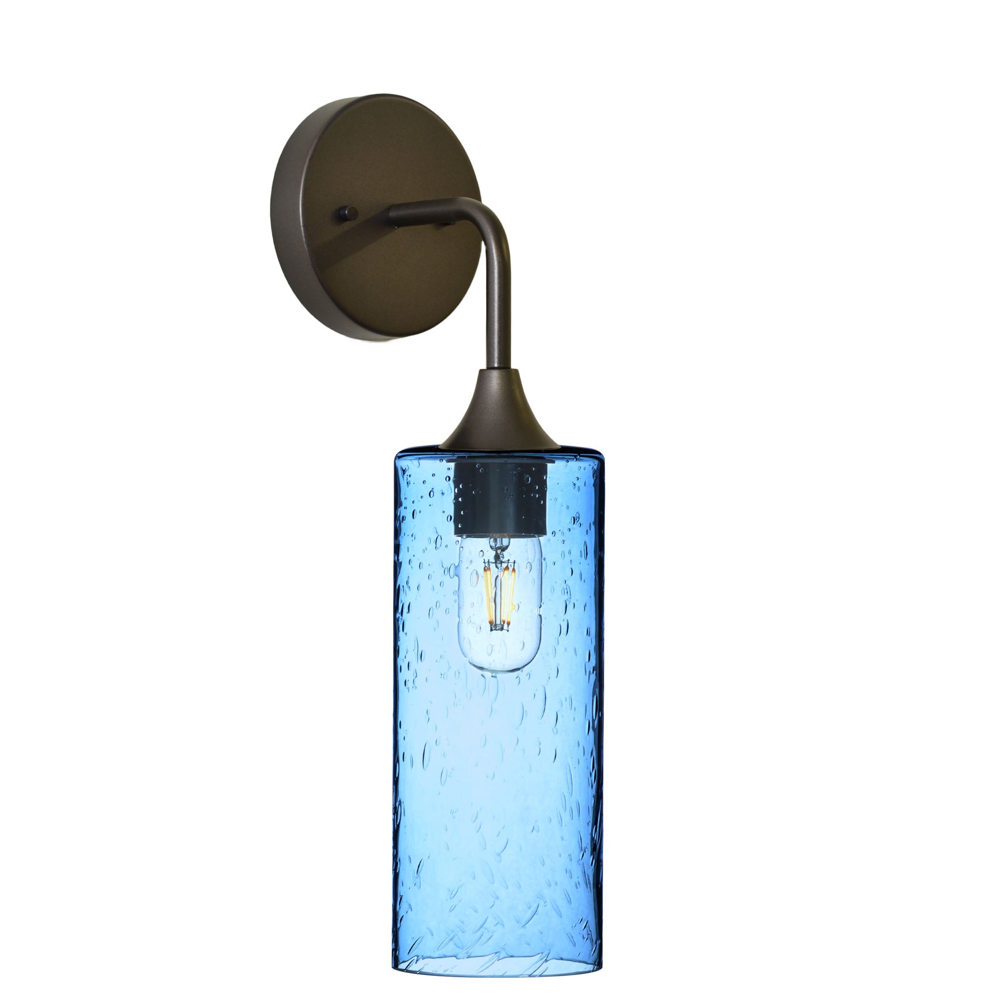 515 Interior Wall Sconce-Bicycle Glass Co-Spun-Steel Blue-Antique Bronze-Bicycle Glass Co