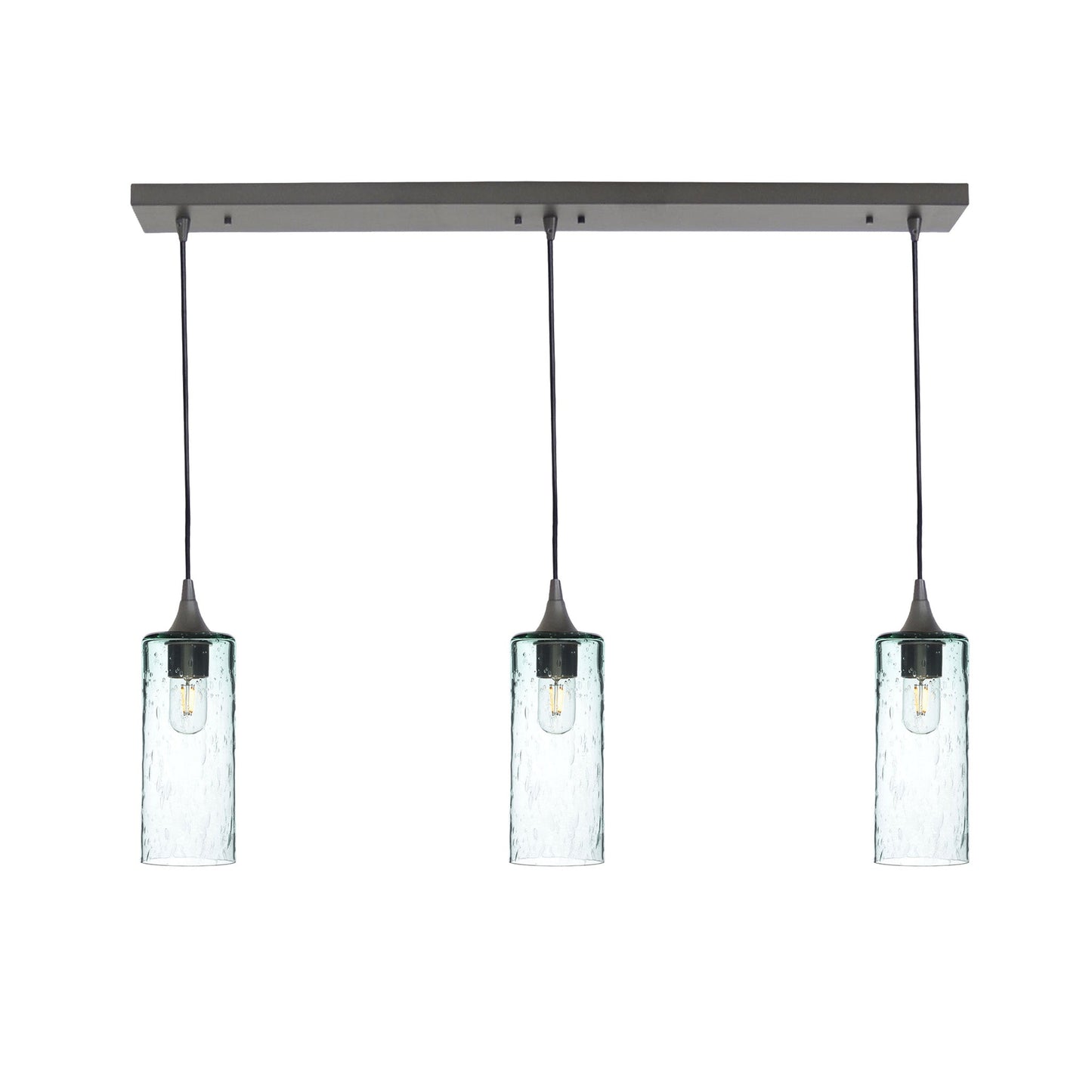 515 Lunar: 3 Pendant Linear Chandelier-Glass-Bicycle Glass Co - Hotshop-Eco Clear-Antique Bronze-Bicycle Glass Co