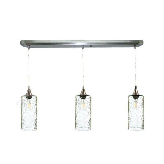 515 Lunar: 3 Pendant Linear Chandelier-Glass-Bicycle Glass Co-Eco Clear-Bicycle Glass Co