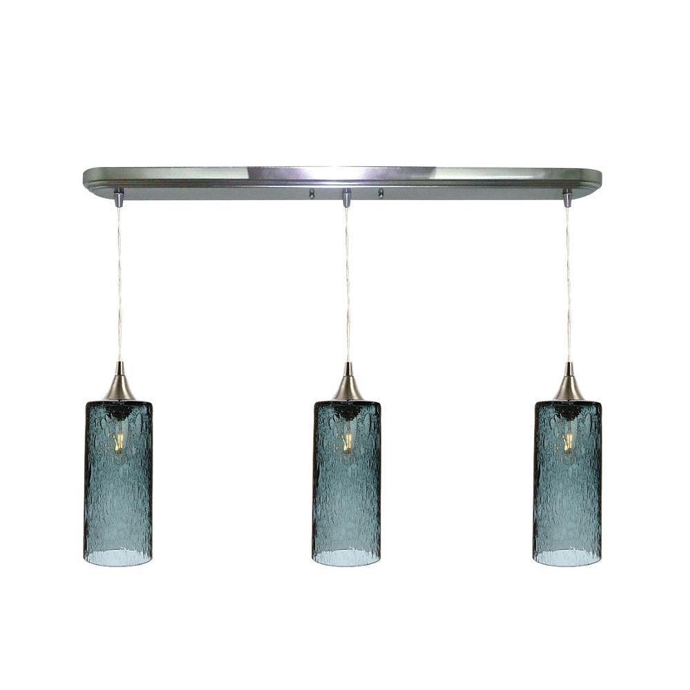 515 Lunar: 3 Pendant Linear Chandelier-Glass-Bicycle Glass Co-Slate Gray-Bicycle Glass Co