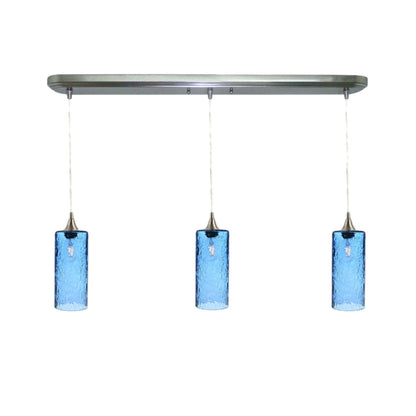 3-515-LUN-STB-STD-3LIN-BNI-Lunar 3 Pendant Linear Chandelier: Form No. 515-Multipendant-Bicycle Glass Co-Steel Blue-Bicycle Glass Co