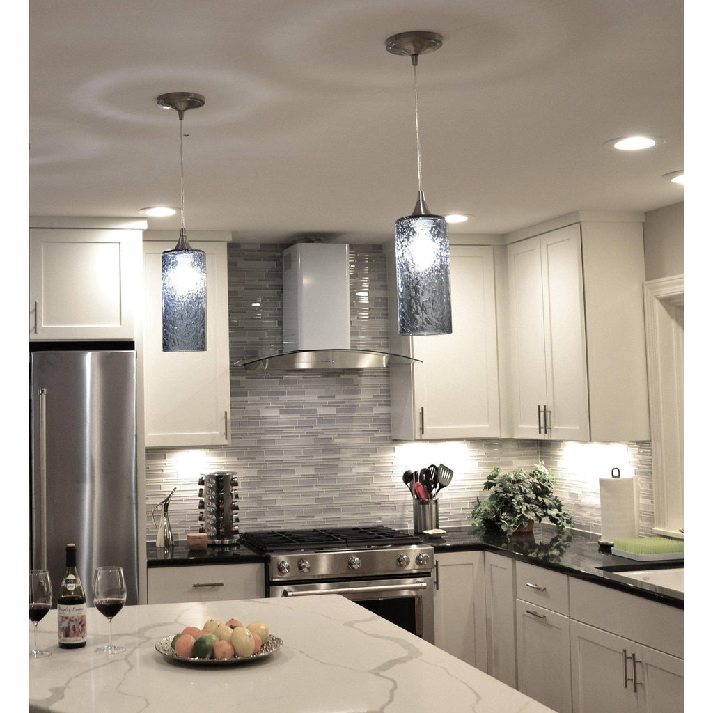 1-515-LUN-STB-STD-1SGL-BLK-Lunar Single Pendant Light: Form No. 515-Pendant Lights-Bicycle Glass Co-Steel Blue-Black-Bicycle Glass Co