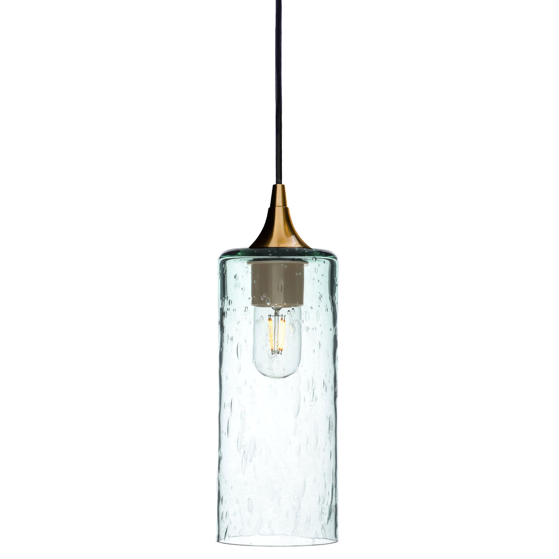 515 Lunar: Single Pendant Light-Glass-Bicycle Glass Co - Hotshop-Eco Clear-Polished Brass-Bicycle Glass Co