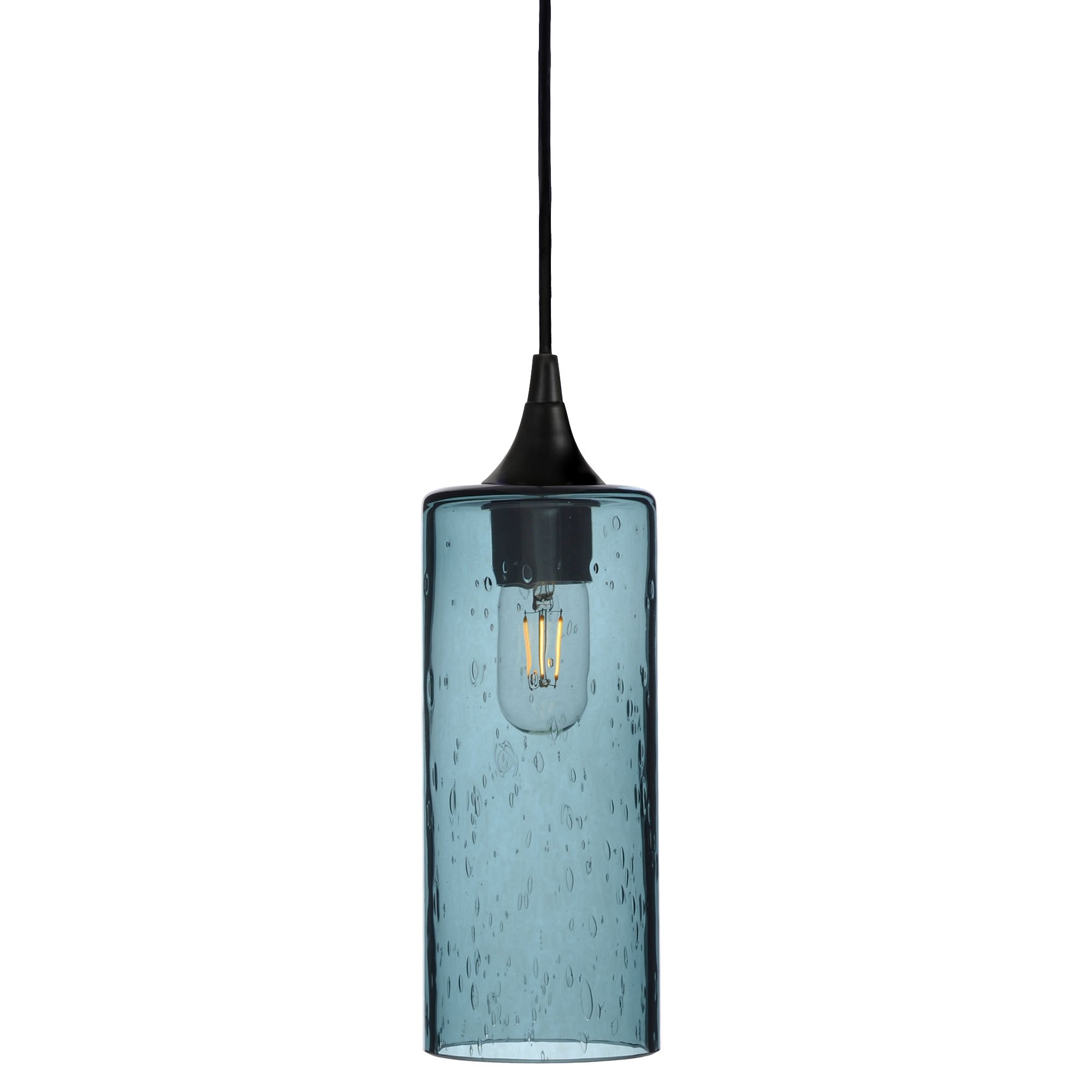 515 Lunar: Single Pendant Light-Glass-Bicycle Glass Co - Hotshop-Slate Gray-Matte Black-Bicycle Glass Co