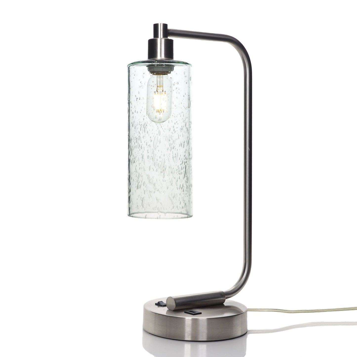 515 Lunar: Table Lamp-Glass-Bicycle Glass Co - Hotshop-Eco Clear-Brushed Nickel-Bicycle Glass Co