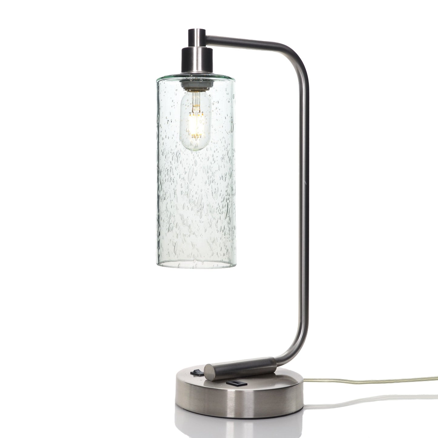 515 Lunar: Table Lamp-Glass-Bicycle Glass Co - Hotshop-Eco Clear-Brushed Nickel-4 Watt LED (+$0.00)-Bicycle Glass Co