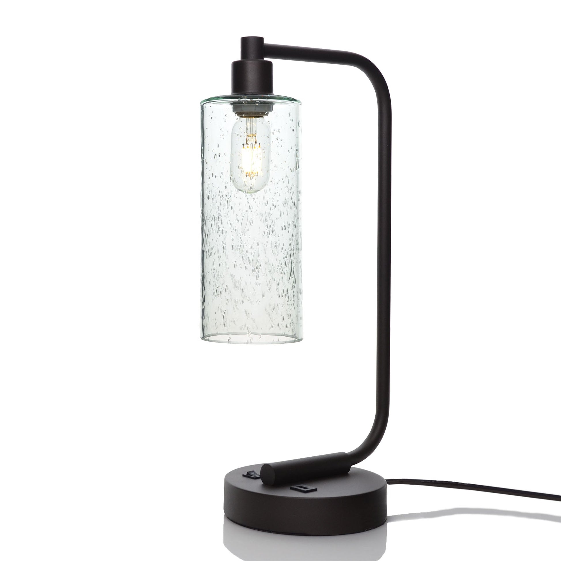 515 Lunar: Table Lamp-Glass-Bicycle Glass Co - Hotshop-Eco Clear-Matte Black-Bicycle Glass Co