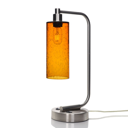 515 Lunar: Table Lamp-Glass-Bicycle Glass Co - Hotshop-Golden Amber-Brushed Nickel-Bicycle Glass Co