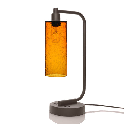 515 Lunar: Table Lamp-Glass-Bicycle Glass Co - Hotshop-Golden Amber-Dark Bronze-Bicycle Glass Co