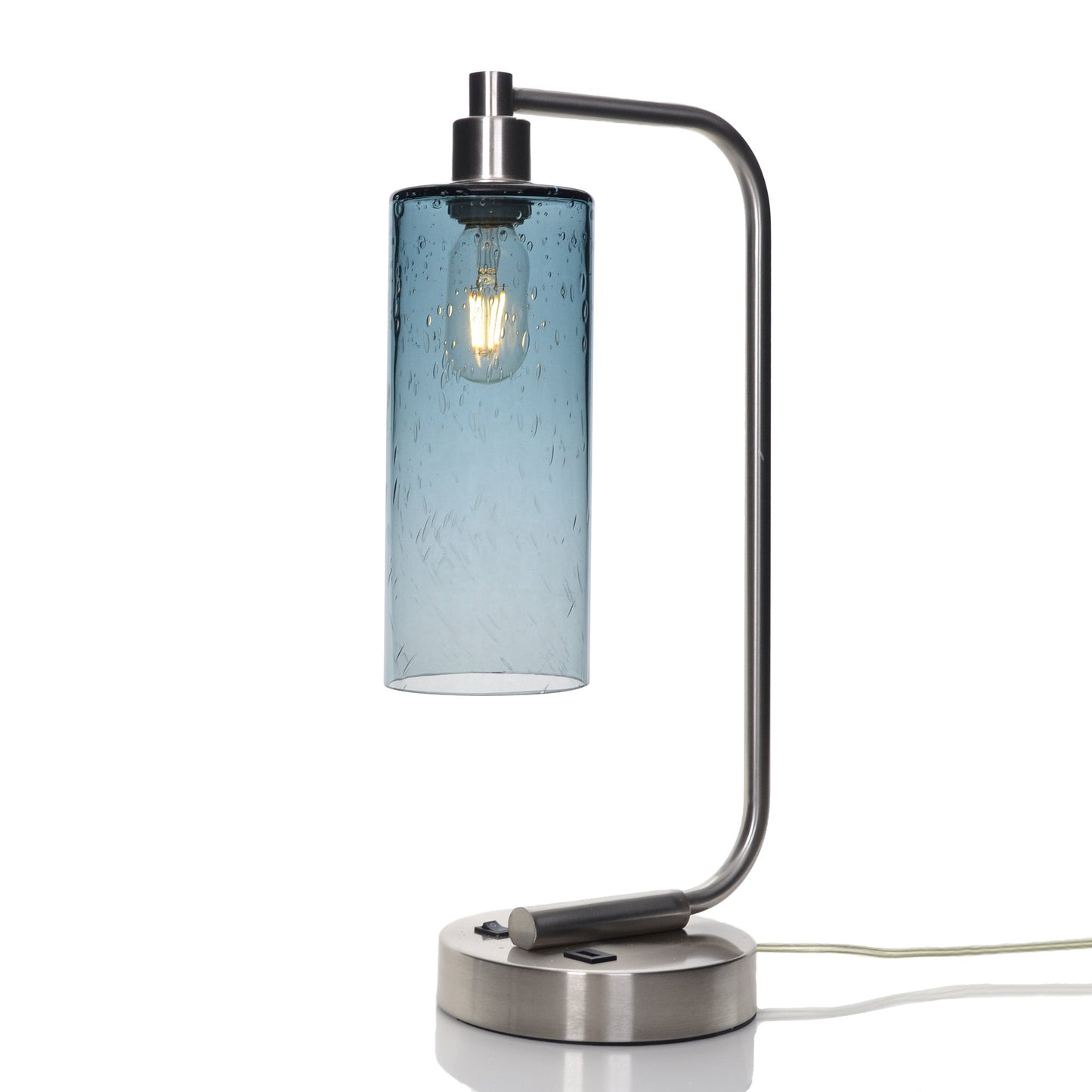 515 Lunar: Table Lamp-Glass-Bicycle Glass Co - Hotshop-Slate Gray-Brushed Nickel-4 Watt LED (+$0.00)-Bicycle Glass Co