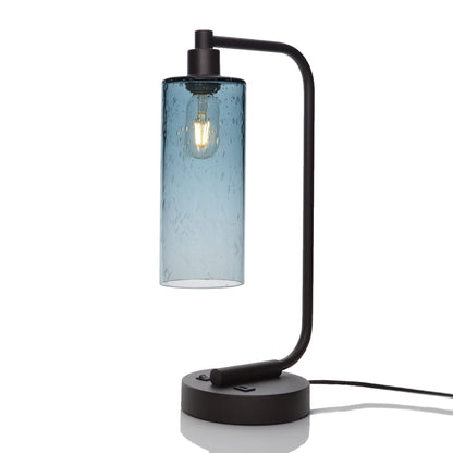515 Lunar: Table Lamp-Glass-Bicycle Glass Co - Hotshop-Slate Gray-Antique Bronze-4 Watt LED (+$0.00)-Bicycle Glass Co