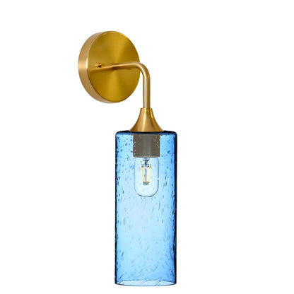 515 Lunar: Wall Sconce-Glass-Bicycle Glass Co - Hotshop-Steel Blue-Polished Brass-Bicycle Glass Co