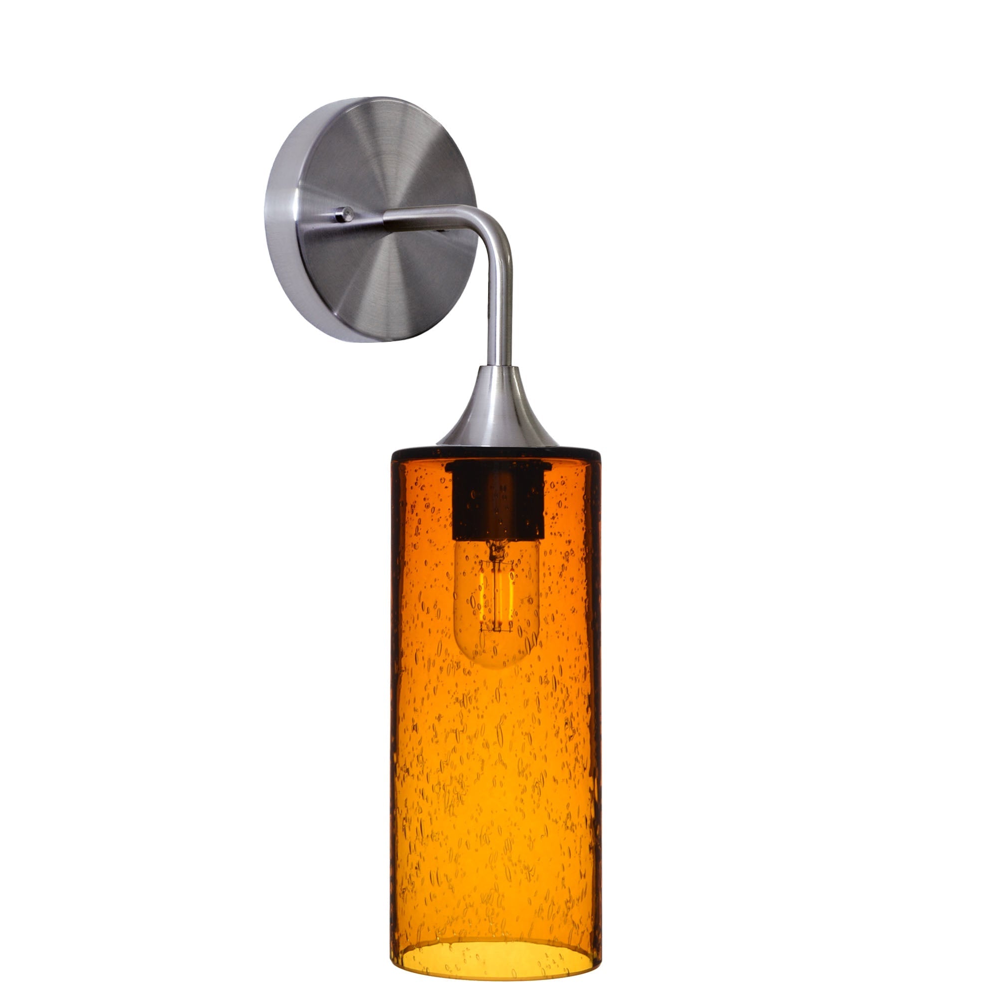 515 Lunar: Wall Sconce-Glass-Bicycle Glass Co - Hotshop-Golden Amber-Brushed Nickel-Bicycle Glass Co