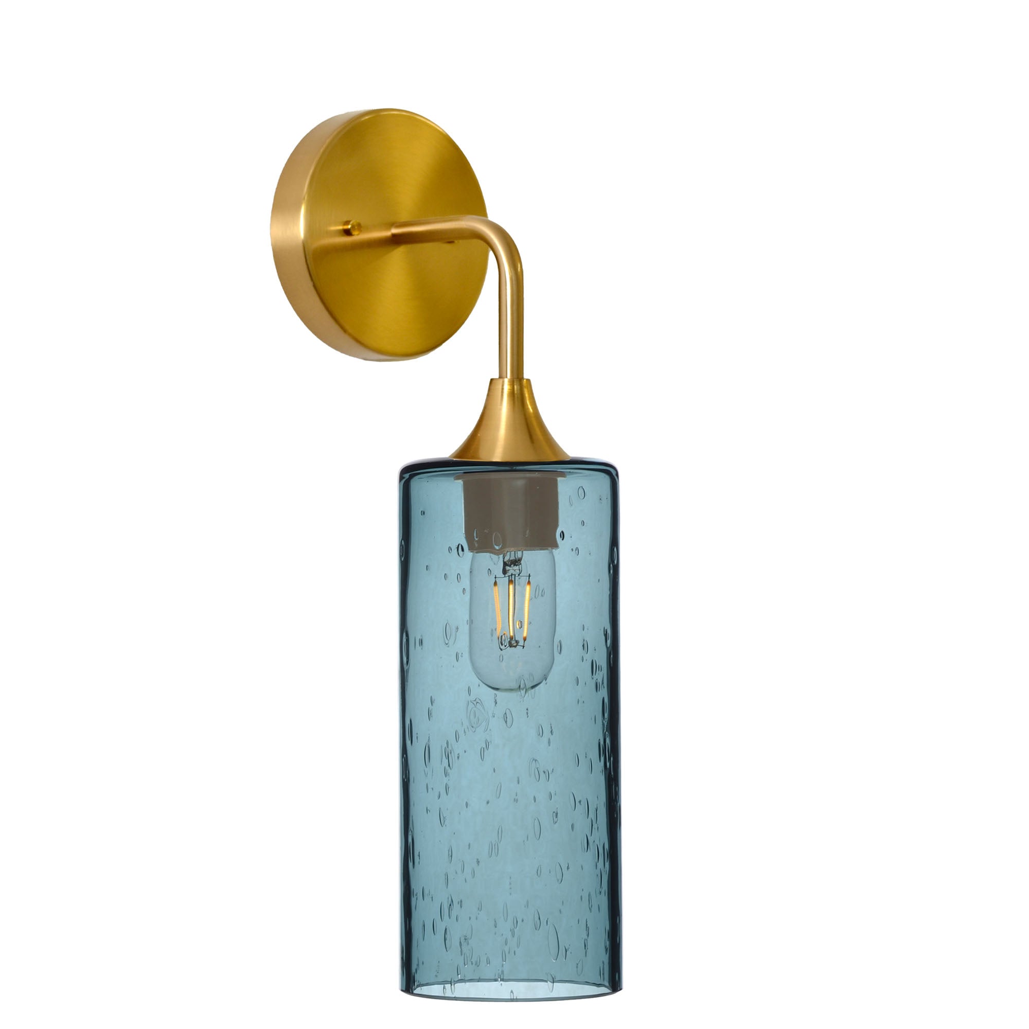515 Lunar: Wall Sconce-Glass-Bicycle Glass Co - Hotshop-Slate Gray-Polished Brass-Bicycle Glass Co