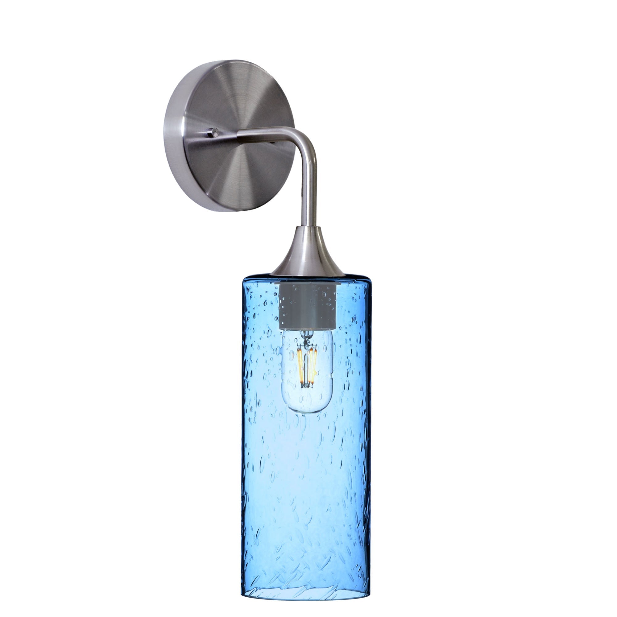515 Lunar: Wall Sconce-Glass-Bicycle Glass Co - Hotshop-Steel Blue-Brushed Nickel-Bicycle Glass Co