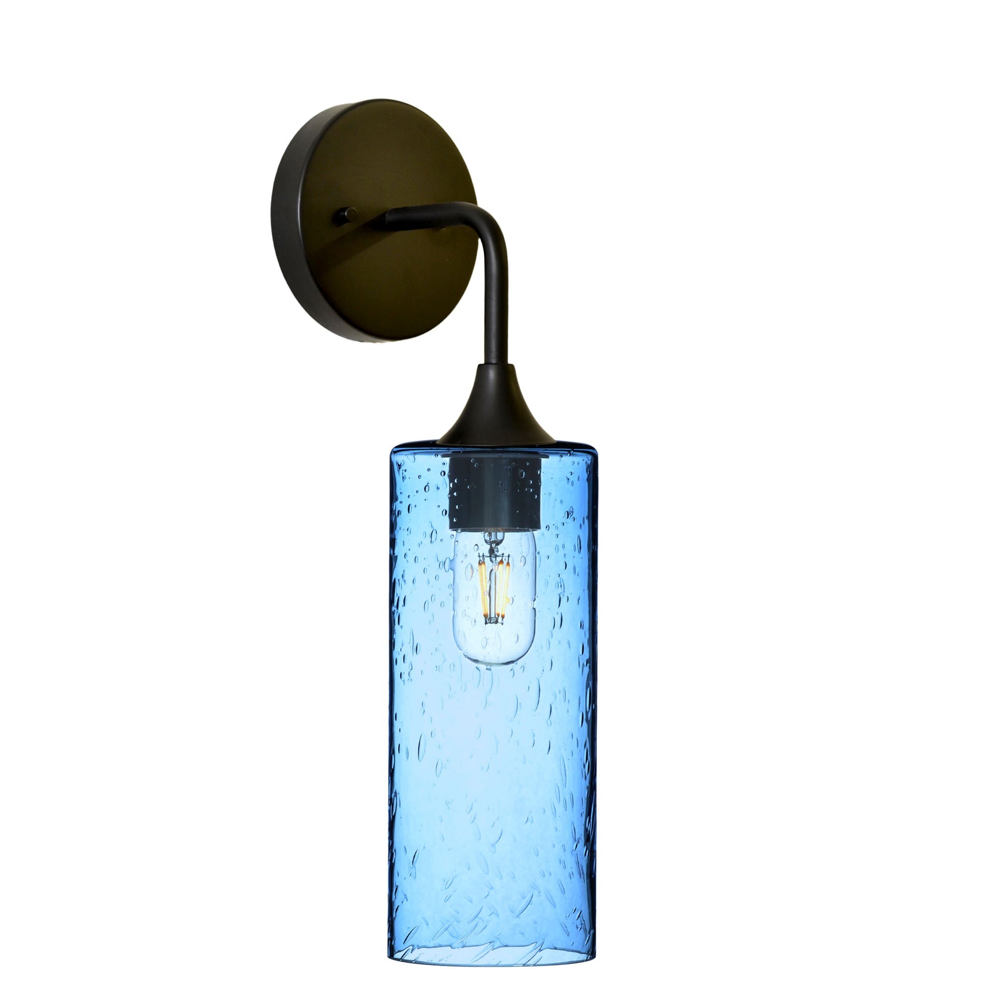515 Lunar: Wall Sconce-Glass-Bicycle Glass Co - Hotshop-Steel Blue-Matte Black-Bicycle Glass Co