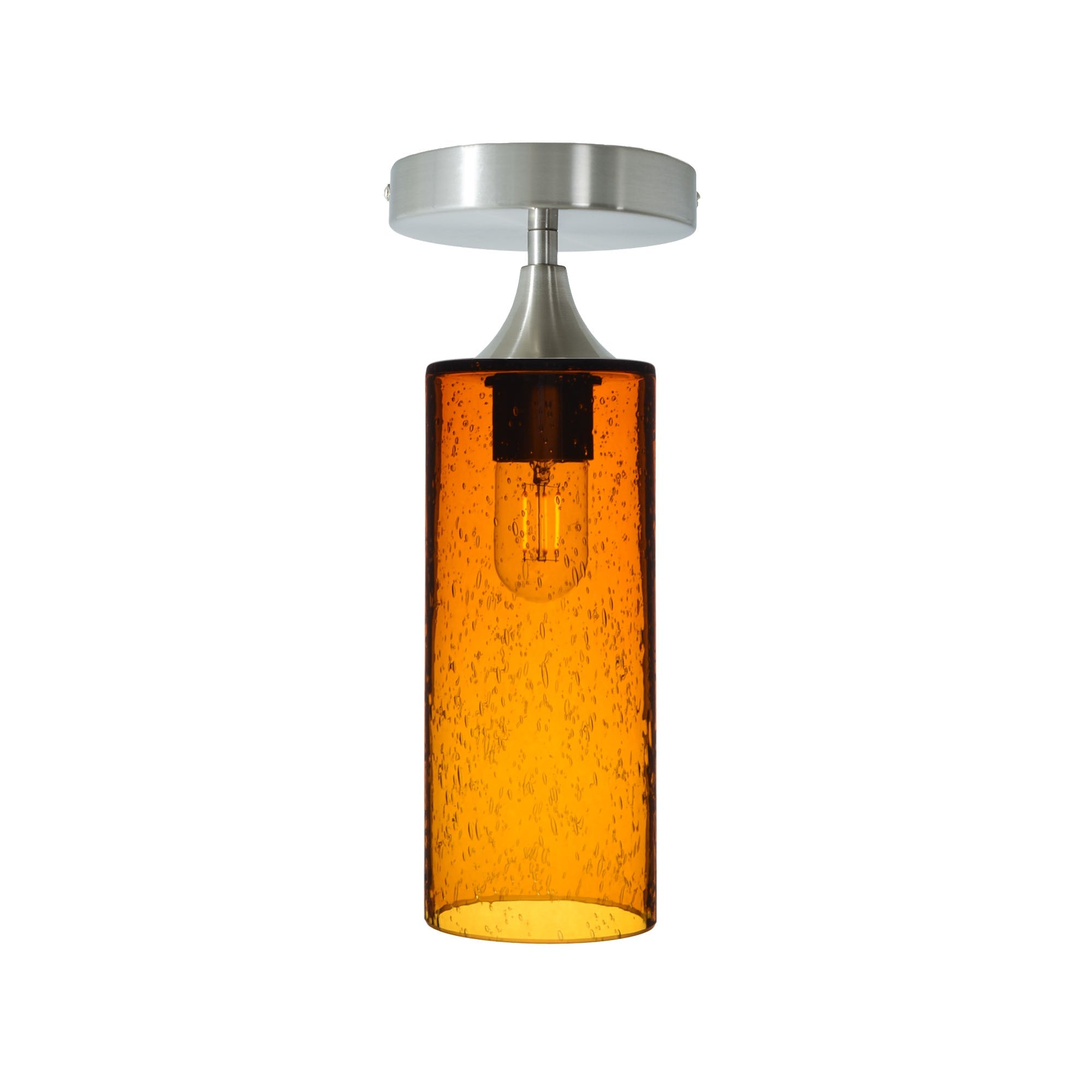 515 Semi-Flush-Bicycle Glass Co - Hotshop-Lunar-Golden Amber-Brushed Nickel-Bicycle Glass Co