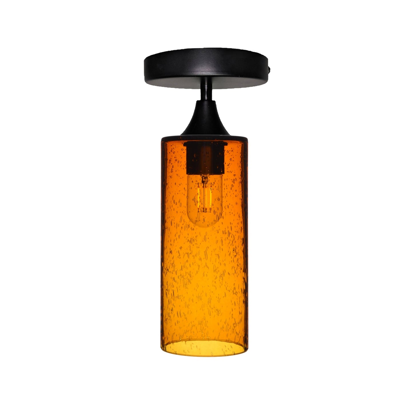 515 Semi-Flush-Bicycle Glass Co - Hotshop-Lunar-Golden Amber-Matte Black-Bicycle Glass Co