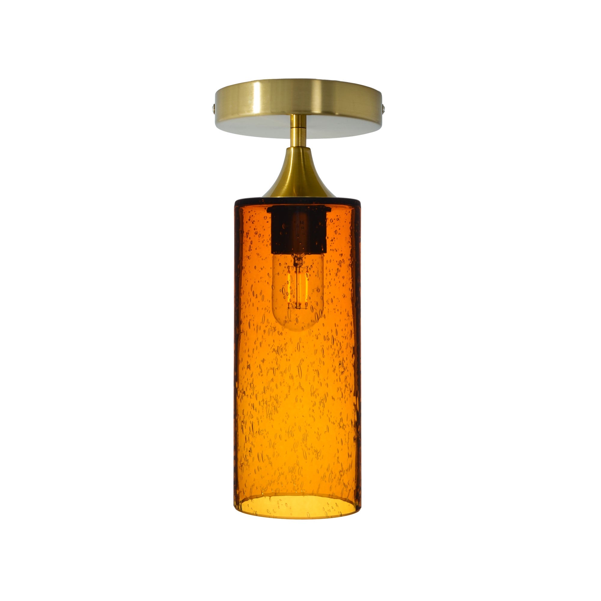 515 Semi-Flush-Bicycle Glass Co - Hotshop-Lunar-Golden Amber-Polished Brass-Bicycle Glass Co