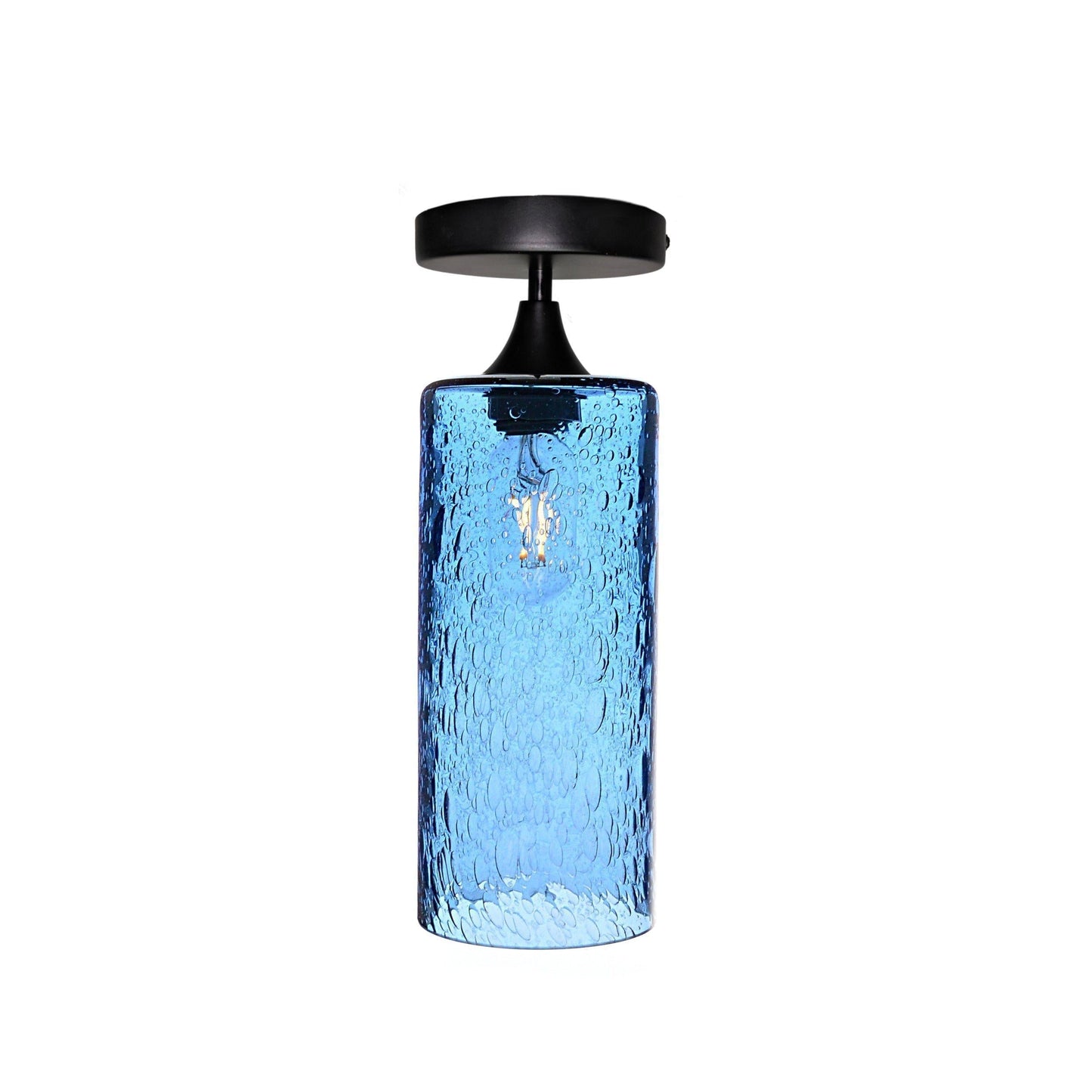 515 Semi-Flush-Bicycle Glass Co - Hotshop-Lunar-Steel Blue-Polished Brass-Bicycle Glass Co