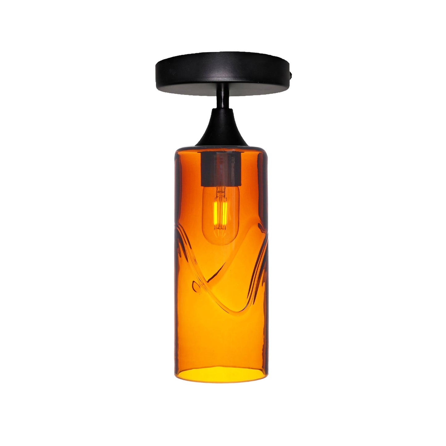 515 Semi-Flush-Bicycle Glass Co - Hotshop-Swell-Golden Amber-Matte Black-Bicycle Glass Co