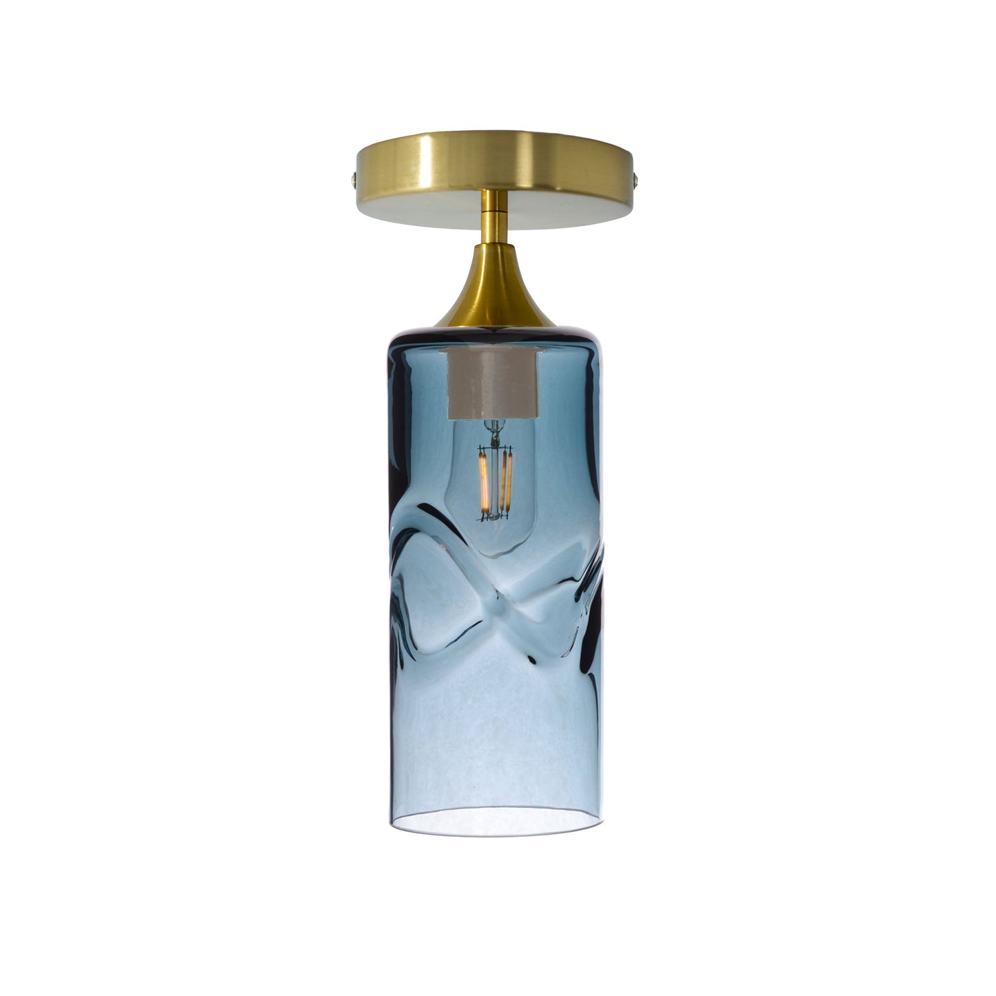 515 Semi-Flush-Bicycle Glass Co - Hotshop-Swell-Slate Gray-Polished Brass-Bicycle Glass Co