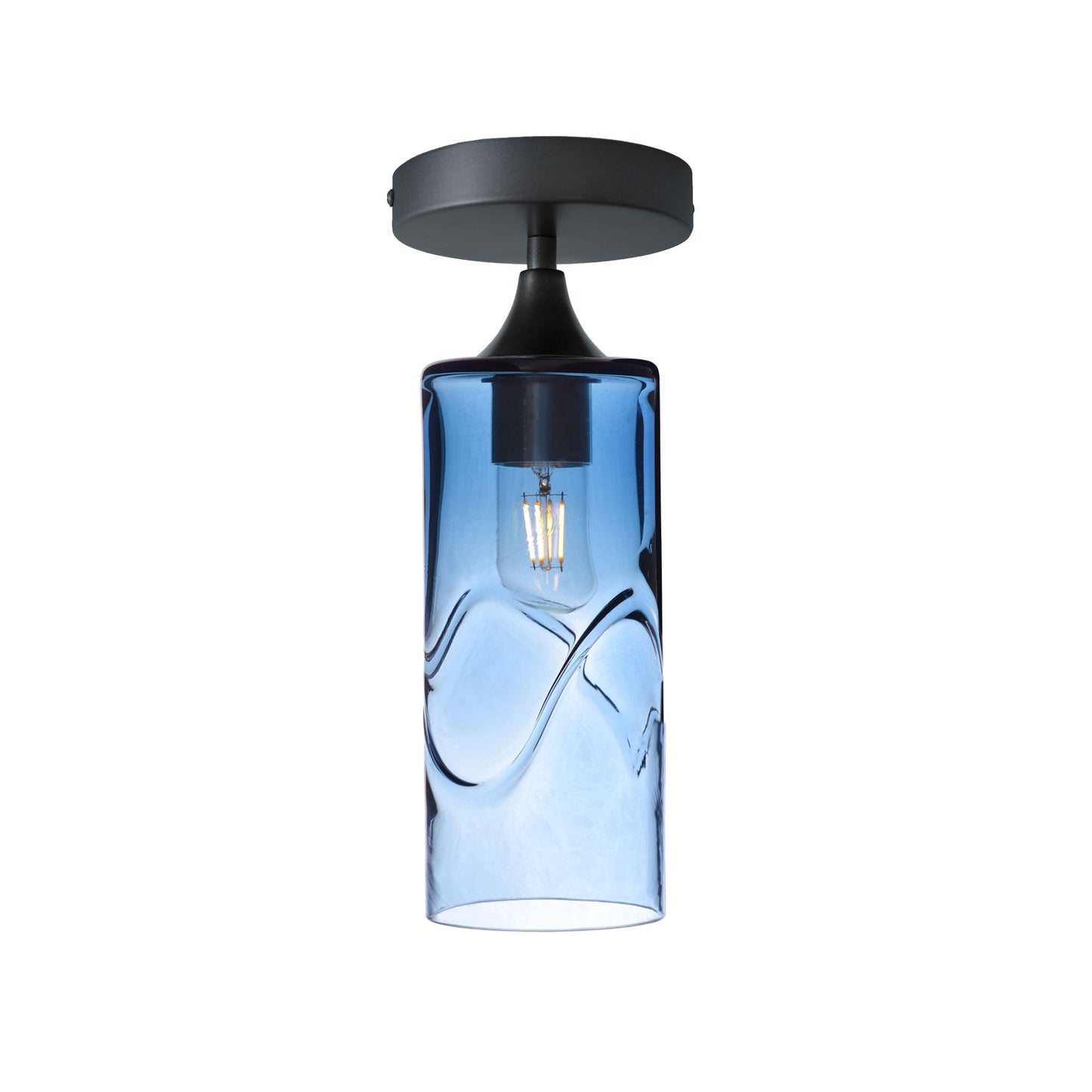 515 Semi-Flush-Bicycle Glass Co - Hotshop-Swell-Steel Blue-Antique Bronze-Bicycle Glass Co