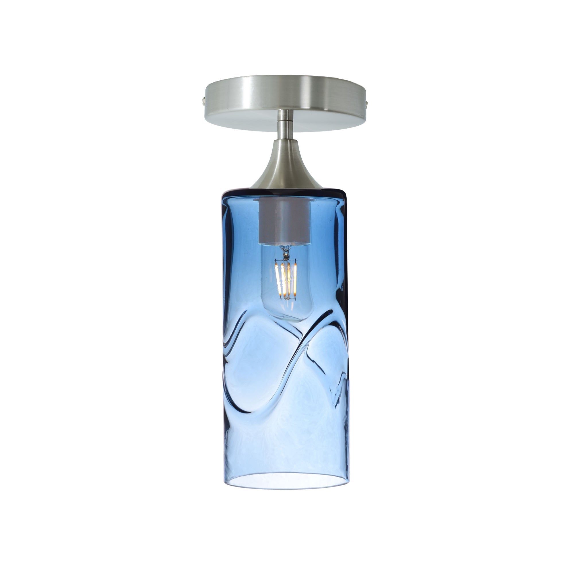 515 Semi-Flush-Bicycle Glass Co - Hotshop-Swell-Steel Blue-Brushed Nickel-Bicycle Glass Co